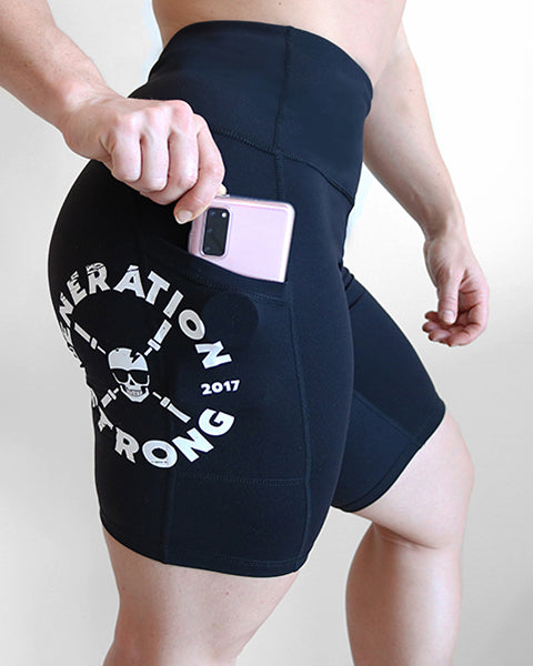 Biker Skull Shorts - Black