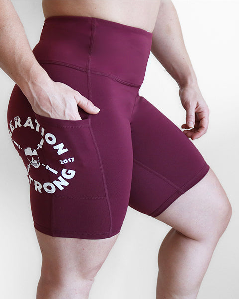 Biker Skull Shorts - Burgundy