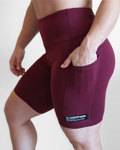 Biker Skull Shorts - Burgundy